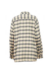 Women Collar Fleece Lined Flannel Shirt - Ecru, Green and Navy Check - Lee Valley - back