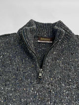 Half Zip Neck Sweater - Steel Wool - Fisherman Out of Ireland - detail zip neck