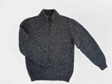 Half Zip Neck Sweater - Steel Wool - Fisherman Out of Ireland