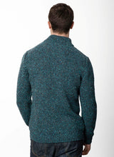 Half Zip Neck Sweater - Teal grey - Fisherman Out of Ireland - back on model