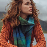 Lambswool Scarf - Turquoise, Green and Blue Block - John Hanly