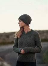 Slouchy Ribbed Hat - Dark Khaki - Fisherman Out of Ireland - side