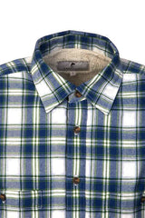 Women Collar Fleece Lined Flannel Shirt - Douglas Blue Tartan - Lee Valley - detail