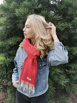 Herringbone Lambswool Scarf - Red - McNutt of Donegal