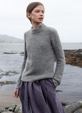 Links Stitch Mock Neck Sweater - Smoke - Fisherman Out of Ireland - Pure Ireland