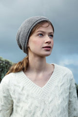 Slouchy Beanie - Smoke - Fisherman Out of Ireland - Pure Ireland