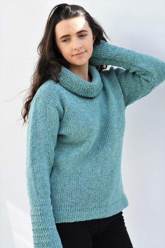 Cowl_polo_neck_sweater_with_herringbone_stitch_edges_Aqua_Rossan ...