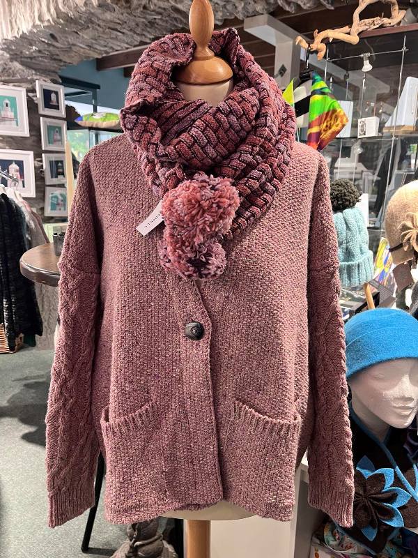 Lemonade Aran Sleeved Jacket and Candy Bobble Scarf - McConnell - in shop