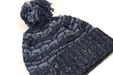 Basketweave Bobble Beanie - Denim - McConnell - detail