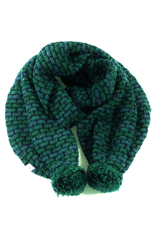 Basketweave Bobble Scarf - Jade - McConnell - looped