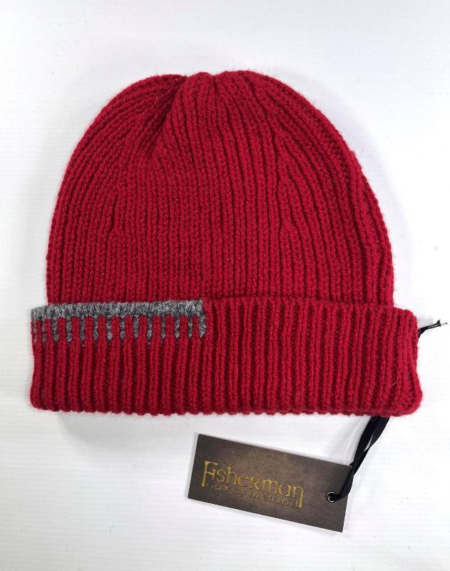 Blanket Stitch Hat - Robin and Grey - Fisherman Out of Ireland