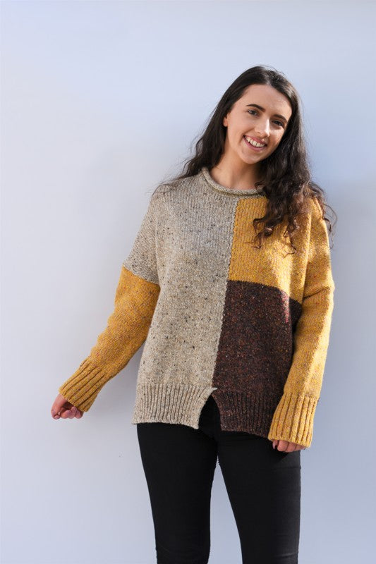 Block Coloured Sweater - Mustard - McConnell - on model