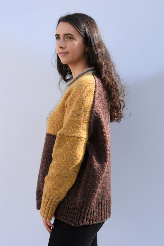 Block Coloured Sweater - Mustard - McConnell - on model - side