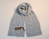 Cable and Rib Scarf – Blue Mist - Fisherman Out of Ireland