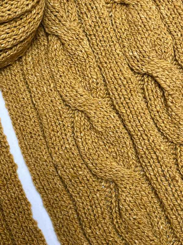 Cable and Rib Scarf - Honey - Fisherman Out of Ireland - detail