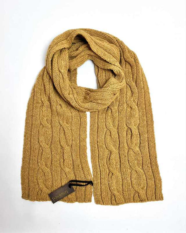 Cable and Rib Scarf - Honey - Fisherman Out of Ireland