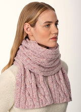 Cable and Rib Scarf – Wild Rose - Fisherman Out of Ireland - on model