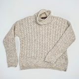 Cabled Funnel Neck Sweater - Cloud - Fisherman Out of Ireland - front