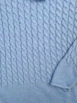 Cabled Funnel Neck Sweater - Forget Me Not - Fisherman Out of Ireland - detail