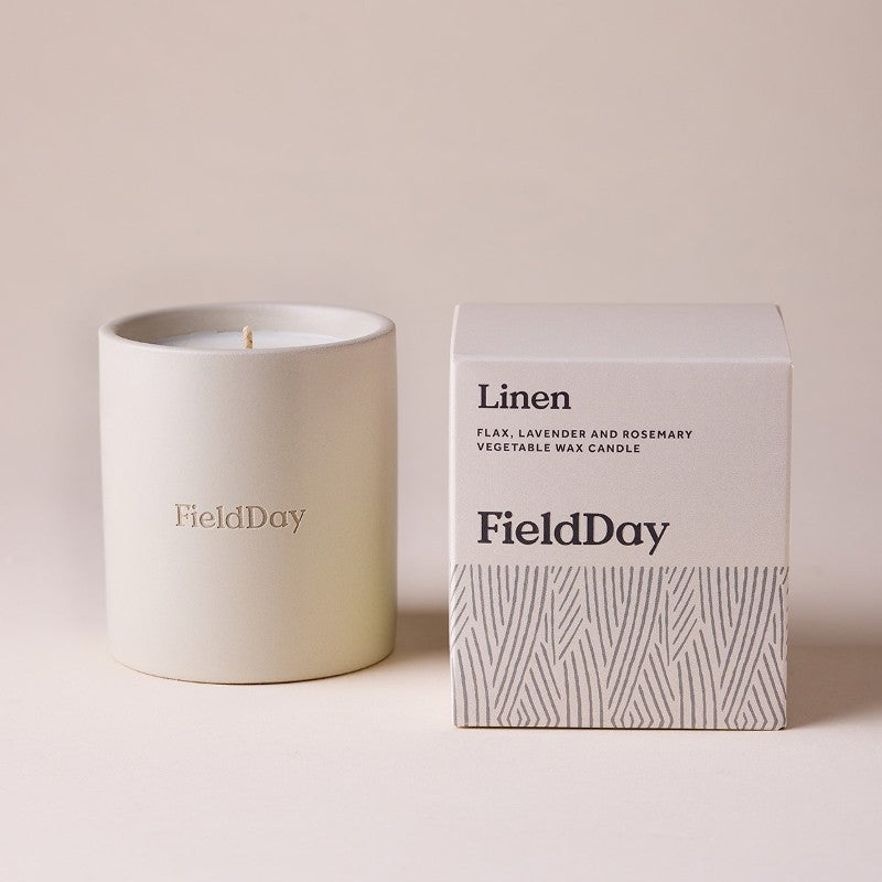 Classic Linen Stoneware Candle – Field Day