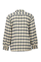 Collar Fleece Lined Flannel Shirt – Ecru, Green and Navy Check - Lee Valley - back