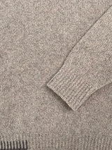 Crew neck sweater with blanket stitch detailing – Porridge and Grey - Fisherman Out of Ireland - detail