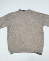 Crew neck sweater with blanket stitch detailing – Porridge and Grey - Fisherman Out of Ireland - back
