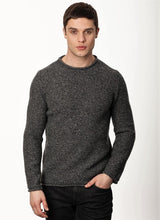 Crew neck with roll edges jumper - Granite - Fisherman Out of Ireland - on model
