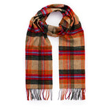 Lambswool Scarf - Beige, Orange, Red and Charcoal Plaid - John Hanly