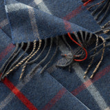 Fine Merino Scarf - Blue, Red, Sky and Beige Check - John Hanly