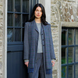 Lambswool Scarf - Blue and Green with Purple Overchecks - John Hanly
