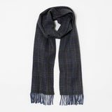 Lambswool Scarf - Blue and Green with Purple Overchecks - John Hanly