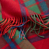 Fine Merino Scarf - Red, Green and Blue and Green Check Herringbone - John Hanly - close up