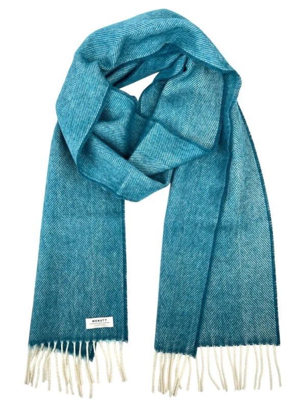 Herringbone Lambswool Scarf - Kingfisher - McNutt of Donegal