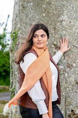 Herringbone Lambswool Scarf - Orange - McNutt of Donegal - on model