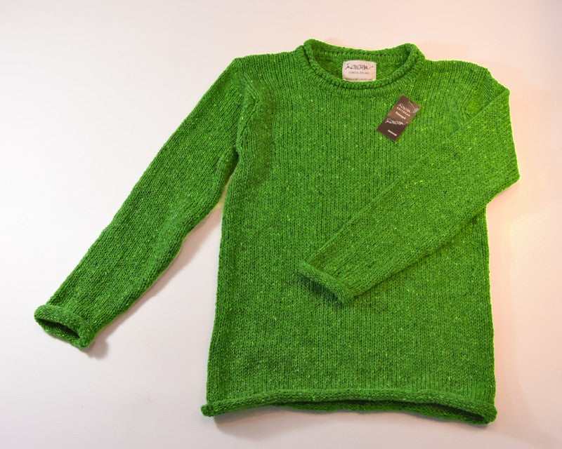 Ladies Roll neck jumper – Speckled lime green – Rossan Knitwear
