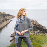 Lambswool Scarf - Blue and Grey Block Check - John Hanly - on model 2