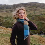 Lambswool Scarf - Mustard, Green, Blue, Orange and Blackberry Check - John Hanly - on model