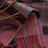 Lambswool Scarf - Rose, Pink and Navy Plaid - John Hanly - close up
