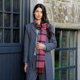 Lambswool Scarf - Rose, Pink and Navy Plaid - John Hanly - on model