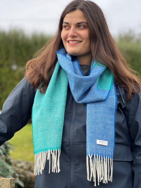 Lambswool Scarf – Scuba Wave - McNutt of Donegal - on model