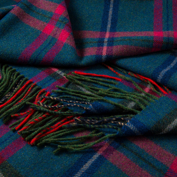 Lambswool Throw - Blue, Pink, Grey Check - John Hanly - detail