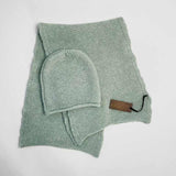 Links Stitch Alpaca Slouchy Hat and Scarf - Mint Cream - Fisherman Out of Ireland