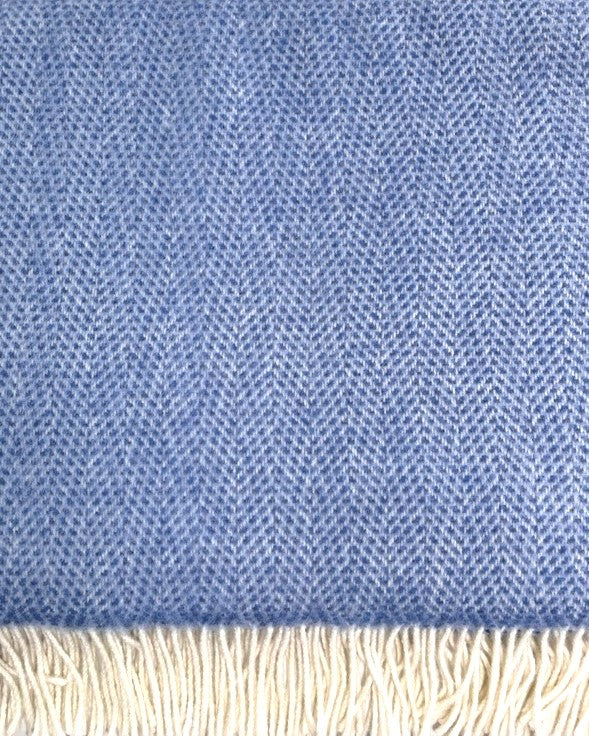 Merino and Cashmere Throw - Sea Blues Herringbone - John Hanly - detail