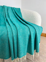 Merino lambswool Throw - Larkspur Herringbone - McNutt - on armchair
