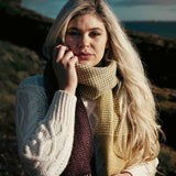 Merino and Cashmere Scarf - Mustard, gold, clay and wine Herringbone - John Hanly - on model 2