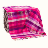 Merino and Cashmere Throw – Pink, Mauve, Purple Diamond Weave - John Hanly