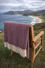 Merino lambswool Ripple Throw - Burgundy - McNutt - on chair