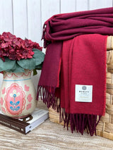 Merino lambswool Throw - Merlot Reversible - McNutt of Donegal - on basket