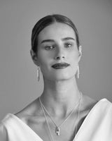 Muir Double Drop Earrings – Sterling Silver – Lynsey de Burca - on model